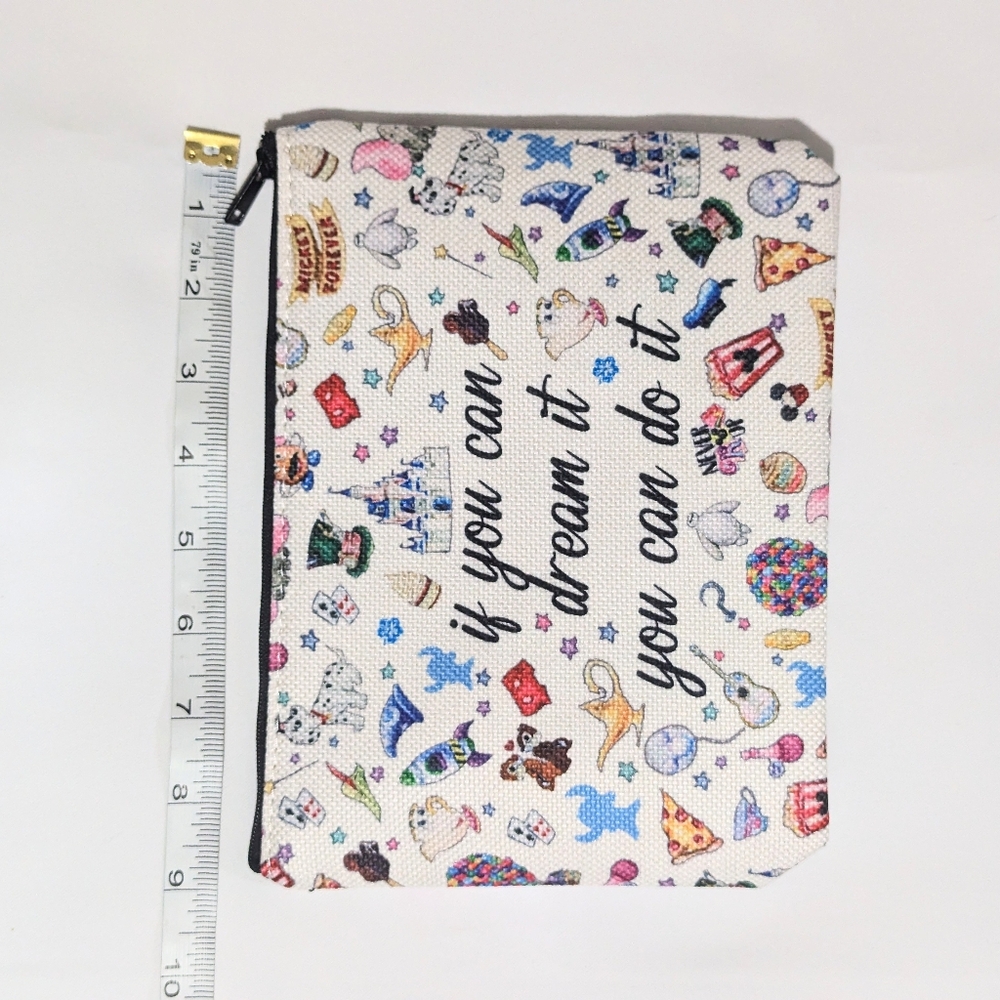 Printed Canvas Disney Theme Inspirational Cosmetic Bag Insert. NWT - Picture 4 of 5